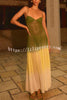 Spicy Margarita See-through Tulle Ombre Print Slip Maxi Dress