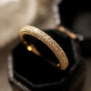 Micro Pav¨¦ Triple Row Half Eternity Wedding Band Ring in 925 Sterling Silver