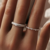 Micro Pav¨¦ Triple Row Half Eternity Wedding Band Ring in 925 Sterling Silver