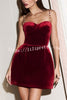 Harley Luxurious Velvet Fabric Jewel-embellished Shoulder Straps Pocket Tulip Mini Dress