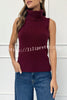 Comfortable Season Ribbed Knit Turtleneck Sleeveless Relaxed Sweater
