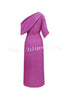 Whispered Yes Satin Irregular Lapel Neckline Design Ruched Maxi Dress