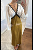 Lainei Contrast Color Satin Lace Trim V-neck Long Sleeve Maxi Dress