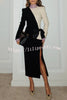 Love Unfolded Contrast Color Side Bow Tie-up Long Sleeve Slit Midi Dress