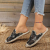 Casual Linen Woven Flat Round Toe Half Slippers