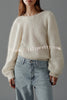 Chunky Season Knit Mohair-blend Long Sleeve Open Back Knot Design Loose Sweater