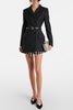 Parisian Style Double-breasted Long Sleeve Flare Hem Lapel Blazer Mini Dress