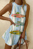Sardine Print Sleeveless Resort Mini Dress