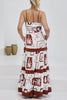Casual Bohemian Floral Print Pocket Patchwork Contrast Sling Dresses