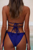 Sexy Solid Color Fringed Trim Patchwork Backless Belted Swimwears (With Paddings)
