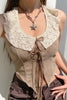 Casual Solid Color Lace Strap Design O Neck Tops