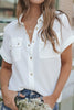 Daily Solid Color Pocket Buttons Turndown Collar Tops