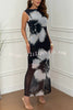 Grinnell Mesh Floral Print Multi-wear Neck Stretch Maxi Dress