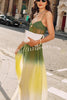 Spicy Margarita See-through Tulle Ombre Print Slip Maxi Dress