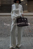 Morning Coffee Walks Ribbed Turtleneck Long Sleeve Sweatshirt and Elastic Waist Pocketed Loose Pants Set