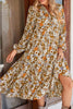 Bohemian Floral Print Loose Casual Long Sleeve Midi Dress