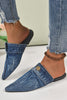 Casual Flat Pointed Toe Denim Slippers