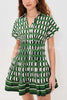 Nash Geometric Tile Print Wide Sleeve Button Up Pocketed Mini Dress