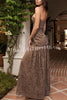 Sepia Kiss Floral Lace Off Shoulder Flowing Hem Maxi Dress