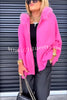 Warm Call Knit Long Sleeve Zipper Plush Hooded Pocket Loose Cardigan
