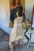 Beach Chic Linen Blend Ethnic Print Patchwork Tassel Elastic Waist A-line Skirt