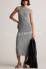 Soft and Warm Cashmere Ribbed Knit Sleeveless Midi Sweater Dress