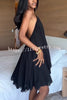 Chiffon Solid Color Halter Backless Irregular Mini Dress