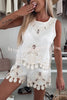 Angie Embroidery Cut-out Sleeveless Top and Elastic Waist Loose Shorts Set