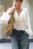 Ashlyne Tiered Ruffle Neckline Tie-up Balloon Sleeve Loose Blouse