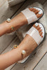 Summer Simple Flat Bottom Pearl Buckle Roman Sandals
