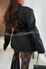 Chic Moment Lapel Long Sleeve Belt Pocketed Oversized Blazer