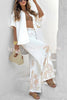 Coconut Palm Linen Blend Unique Print Oversized Shirt and Elastic Waist Pocket Loose Pants Set