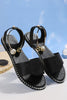 Summer Simple Flat Bottom Pearl Buckle Roman Sandals