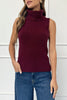 Comfortable Season Ribbed Knit Turtleneck Sleeveless Relaxed Sweater