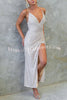 Naelle Sequin Cowl Neck Back Tie-up Asymmetric Hem Stretch Maxi Dress