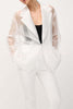 Simple and Light See-through Fabric Tie-up Long Sleeve Pocket Lapel Blazer