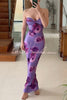 Cheyenne Floral Print Plisse Knot Bandeau Stretch Maxi Dress