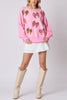 Christmas Bow Sequin Loose Casual Long Sleeve Sweatshirt