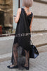 Luxury Winter Satin Lace Trim V-neck Sleeveless H-line Maxi Dress