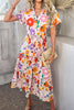 Bohemian Resort Style Print Casual Short Sleeve Button Midi Dress