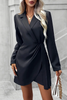 Solid Color Long Sleeve Lapel Professional Waist Mini Dress