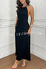 Chasing Sunlight Halter Tassle Backless Slit A-line Maxi Dress