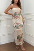 Grinnell Mesh Floral Print Multi-wear Neck Stretch Maxi Dress