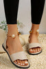 Summer Simple Flat Bottom Pearl Buckle Roman Sandals