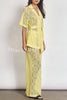 The Sun Shines Floral Lace High Rise Pocketed Wide Leg Pants
