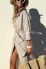 All-match Striped Button Up Half Sleeve Belted Pocket Shirt Midi Dress