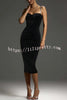 Harley Luxurious Velvet Fabric Jewel-embellished Shoulder Straps Midi Dress