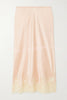 Celebration Look Contrast Color Satin Lace Trim Elastic Waist Drape Midi Skirt