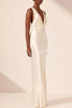 Modern Day Glam Satin Lace Trim V-neck Cross Back Maxi Dress