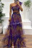 Charming Embrace Tulle Floral Pleated One Shoulder Slit Maxi Dress